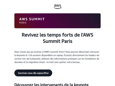 Regardez dès maintenant le contenu de l'AWS Summit Paris en replay