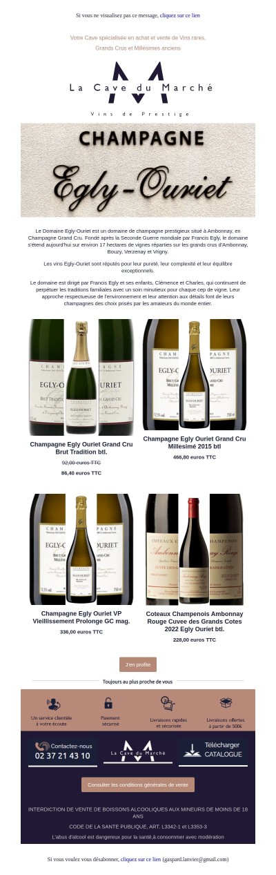 Sélection de champagnes de la maison Egly-Ouriet