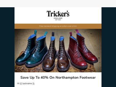 Up To 40% Off Tricker's Boots And Shoes