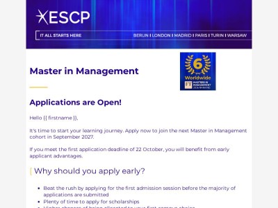 Applications Now Open | Master in Management