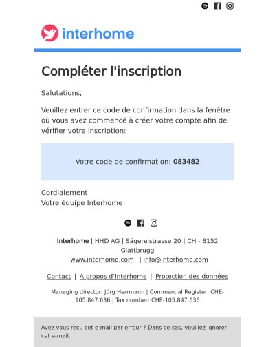 Compléter l'inscription