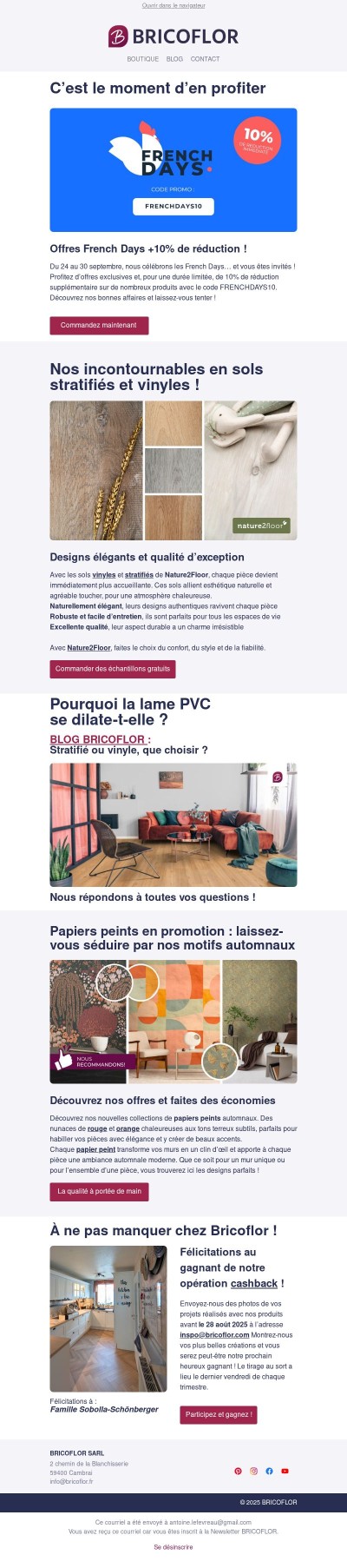  French Days : +10% sur tous les revêtements de sol et mur !