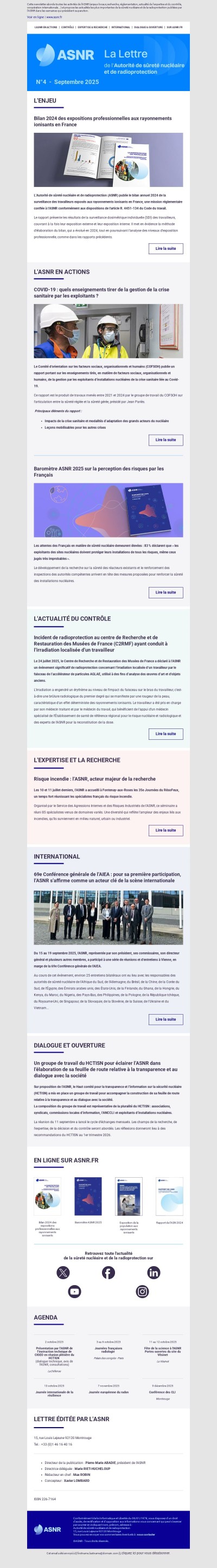 La Lettre de l'Autorité de sûreté nucléaire et de radioprotection (ASNR) n°4 - Septembre 2025