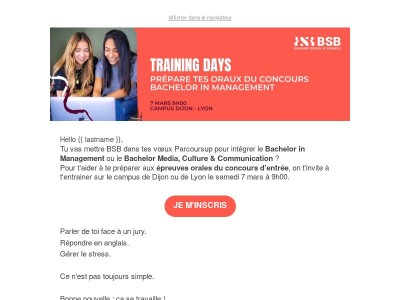 [CONCOURS BSB] Ton invitation VIP pour t'entrainer aux oraux du concours Bachelor