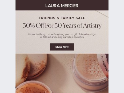 30% Off for 30 Years of Artistry