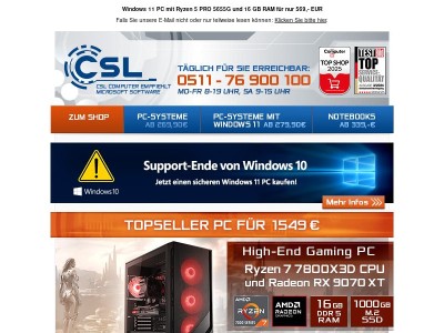 AMD Gaming Topseller nur solange der Vorrat reicht - Ryzen 7 7800X3D PC mit RX 9070 XT für 1549,- EUR