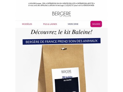 Kit Baleine solidaire – Bergère de France s’engage !