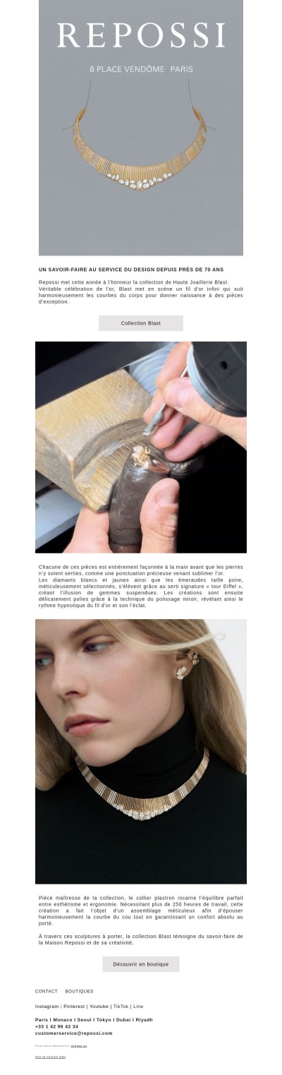 Collection Blast, une réinterprétation du fil d'or infini