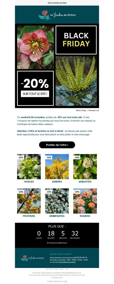 Black Friday : -20% sur tout le site, aujourd'hui seulement !