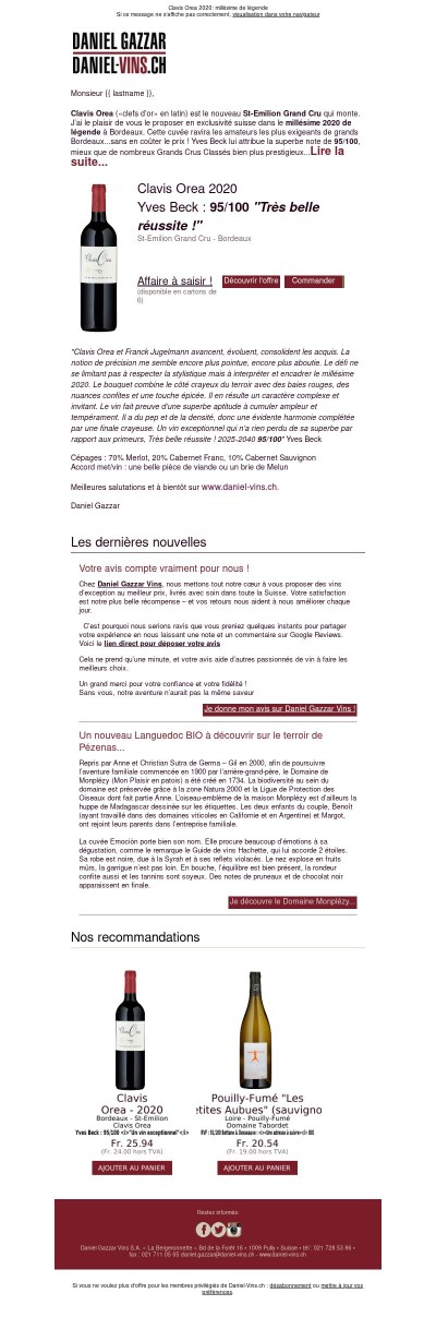 95/100 «Un vin exceptionnel» pour le St-Emilion qui monte (exclusivité suisse)