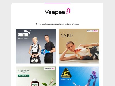 Bonjour {{ lastname }}, aujourd'hui Puma, Na-kd, Rene Furterer & Klorane et 11 autres ventes sur Veepee