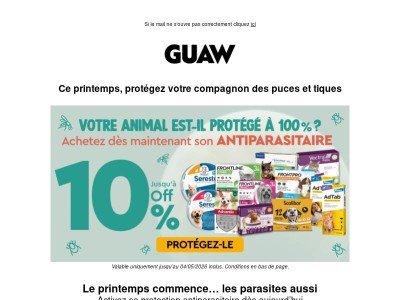 🦟⚠️ Jusqu’à -10% sur les antiparasitaires pour votre compagnon