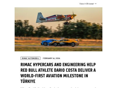 Rimac Hypercars and Engineering Help Red Bull Athlete Dario Costa deliver a World-First Aviation Milestone in Türkiye