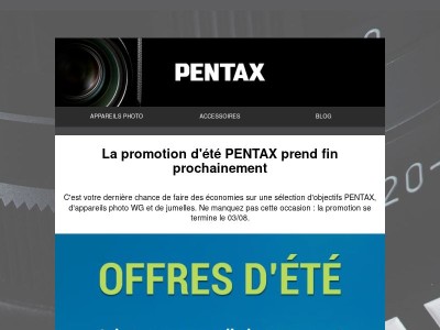 Dernière chance pour profiter des offres d'été PENTAX