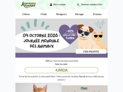 -10% pour la Journée Mondiale des Animaux !