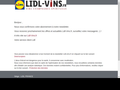 Succès de confirmation de votre abonnement à la newsletter