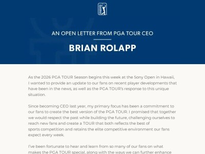 An open letter from PGA TOUR CEO Brian Rolapp