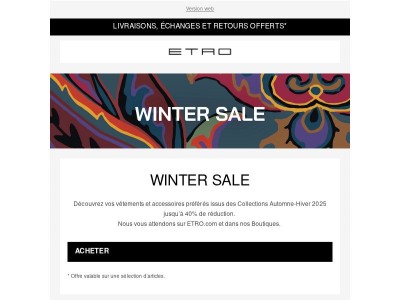 Soldes d'Hiver ETRO : jusqu’à 40% de réduction dès aujourd’hui