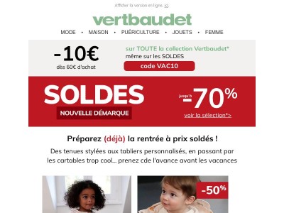Des looks de rentrée jusqu'a -70% 👀