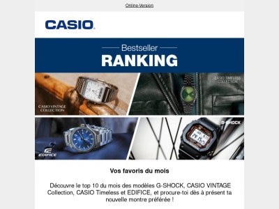 Découvre dès à présent nos best-sellers CASIO ⌚