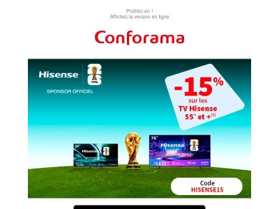 -15% sur une sélection de TV Hisense 55" et + !