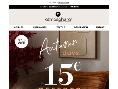 Autumn Days : 15€ offerts dès maintenant ! 