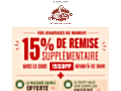 -15% supplémentaire sur votre panier jusqu'à ce soir !
