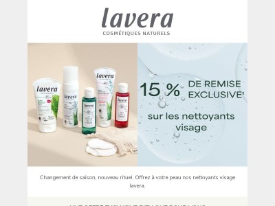 🫧 -15 % sur les nettoyants visage 