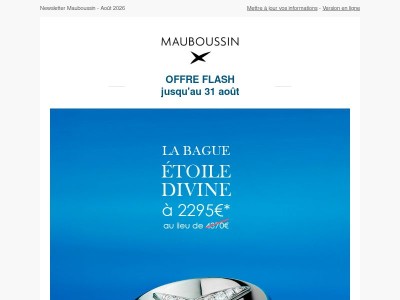 La bague iconique "Étoile Divine" est à 2295€ au lieu de 4370€ jusqu'à ce soir !
