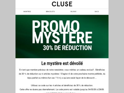 -30% sur une sélection de produits 🎁 OFFRE de mars