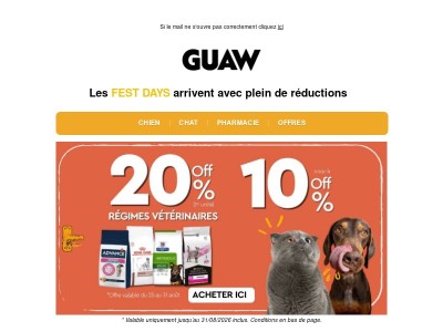 -10 % sur les favoris de votre compagnon ! 🎉 Les FEST DAYS arrivent