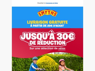 Jusqu'à -30€ sur une sélection de vélos 😍