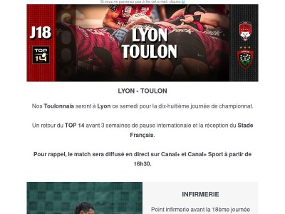 LOU - RCT : Votre newsletter de match !