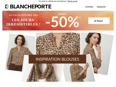 Jusqu’à -50% sur vos blouses de l’automne