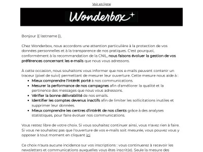 Information relative à nos communications.