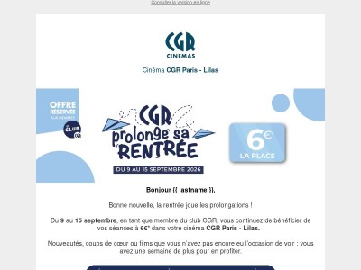 On prolonge la rentrée : toujours 6€ la place ! 🎬