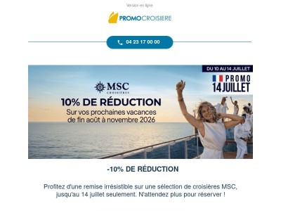 🚨 VENTE FLASH MSC : -10% de réduction !