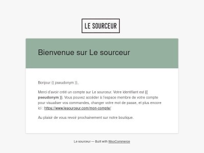 Votre compte sur Le sourceur a été créé