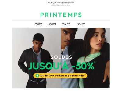 ⏰ Les soldes commencent : jusqu’à -50% + 20€ offerts dès 200€
