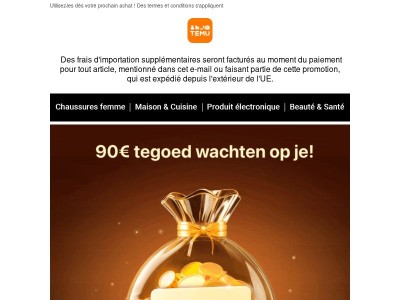 ✅ Vous avez reçu 90€ de crédits offre! Vous le méritez !