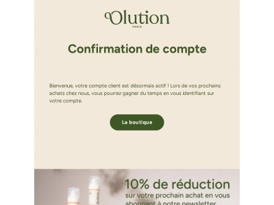 Confirmation de votre compte client, -10% sur votre prochain achat