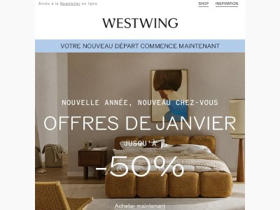 Jusqu'à -50 % pendant les PROMOS DE JANVIER : nouvelle année, nouvelle déco !