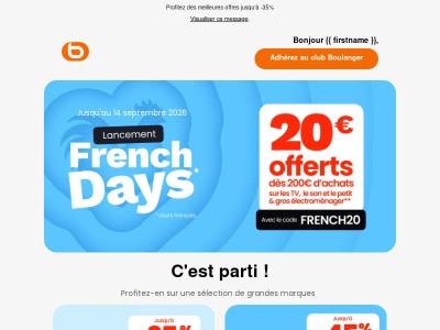 French Days : 20€ offerts dès 200€ d'achats 🐓