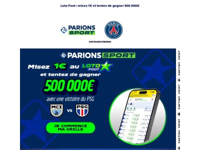 Commencez votre grille loto foot avec une victoire du PSG.