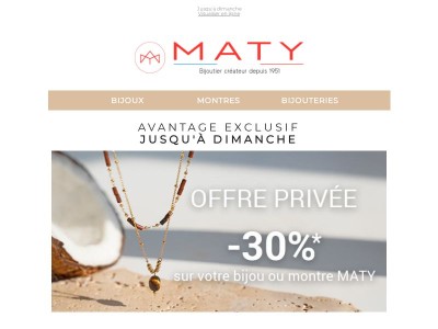 ⌛ -30%* sur votre bijou préféré !