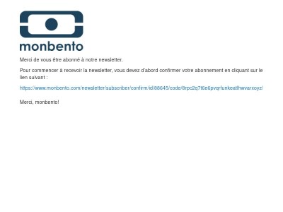 Confirmation de l'abonnement à la newsletter