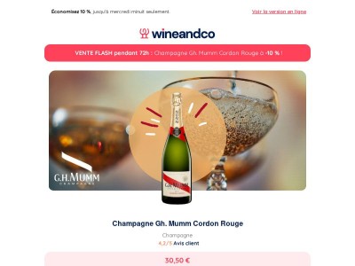⚡72h seulement : Champagne Gh. Mumm Cordon Rouge à -10 % !