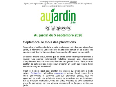 Au jardin du 5 septembre 2026