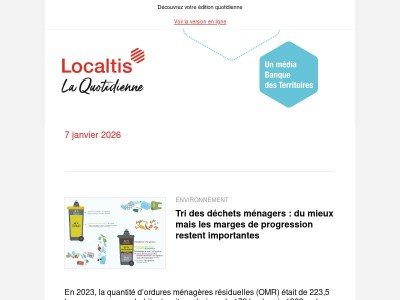 Actualités Localtis du jeudi 8 janvier 2026