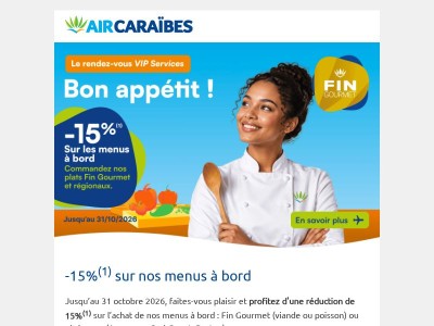 🍽️ -15% sur les menus à bord !